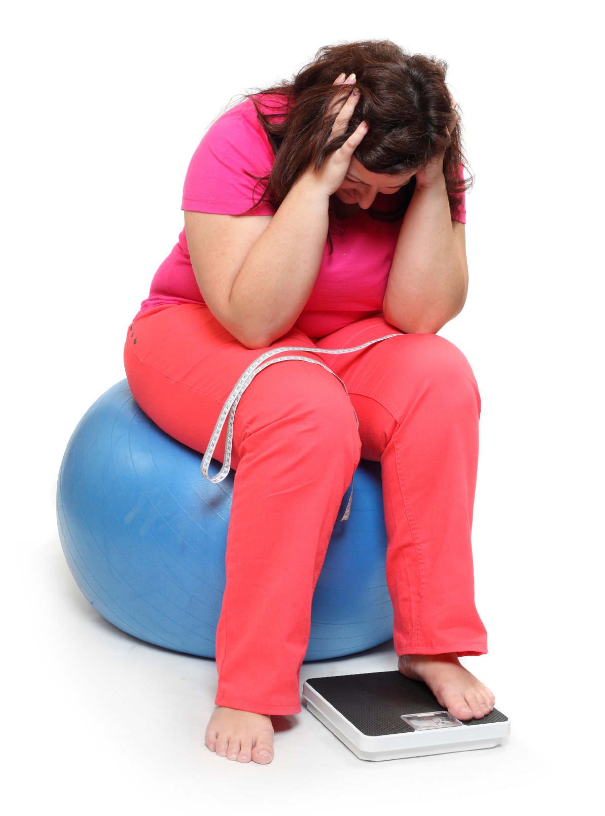 Frustrated overweight woman