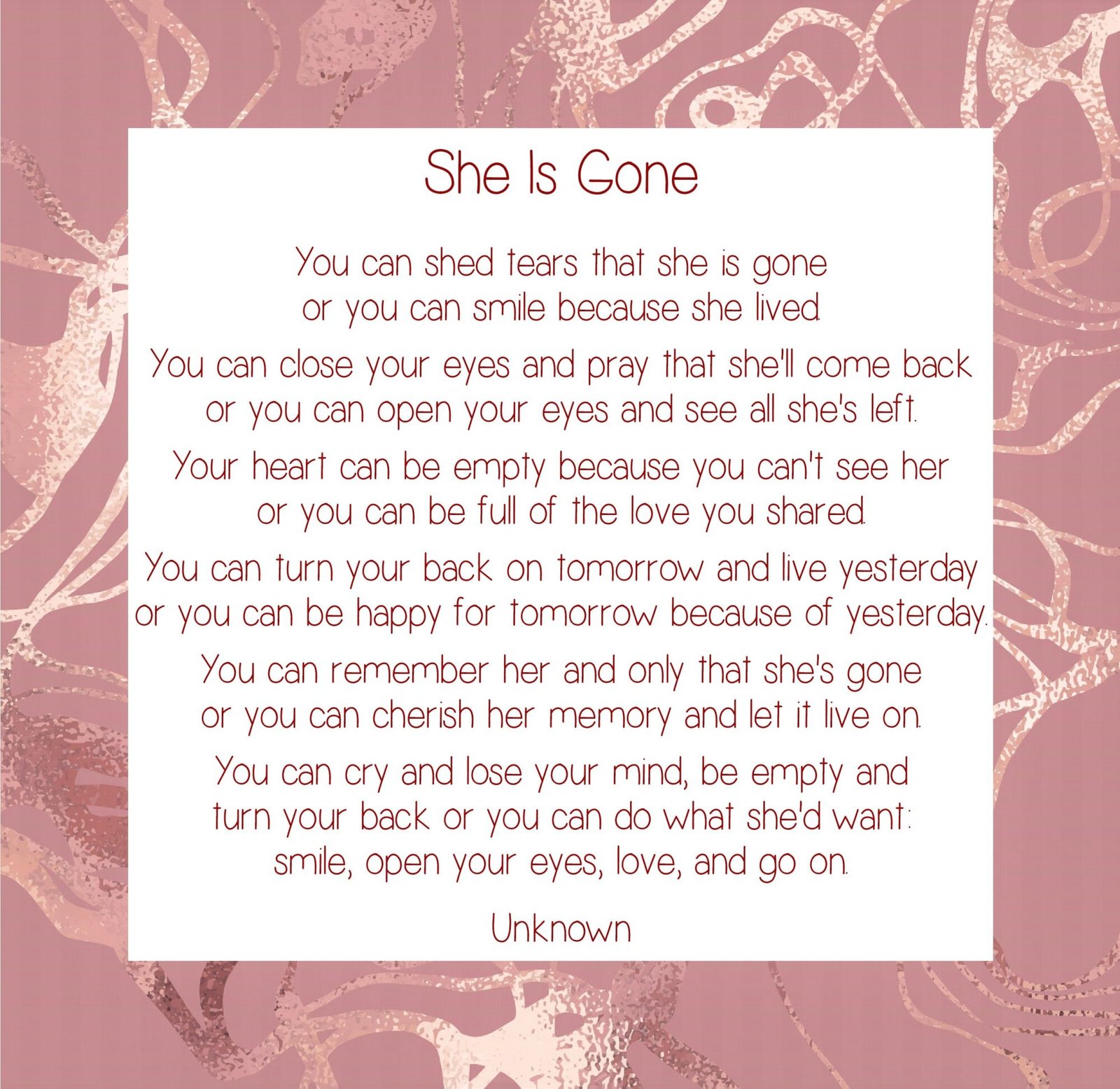 She is Gone Quote