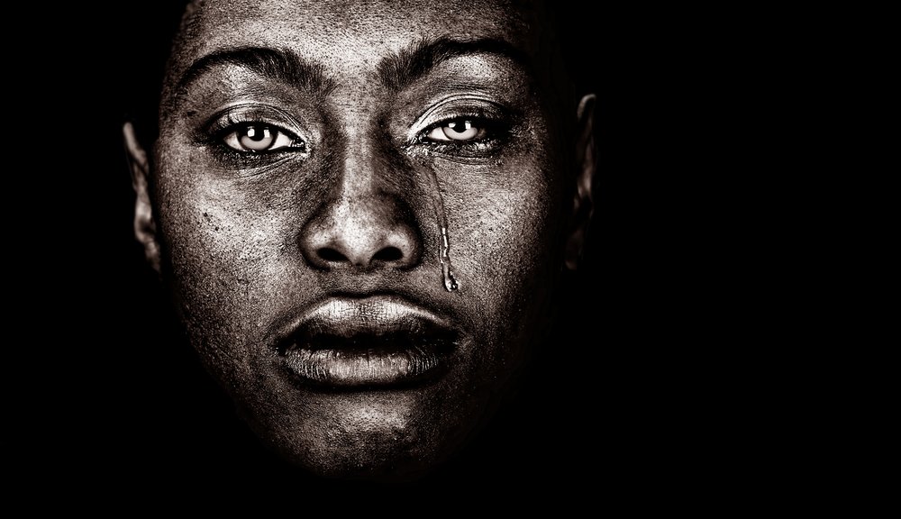 Black woman crying